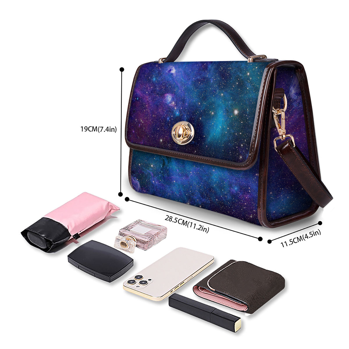 Space Nebula Print Women's Satchel Bag - Image 4