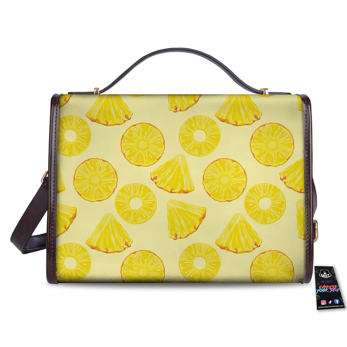 Slices Pineapple Print Pattern Women's Satchel Bag - Image 2