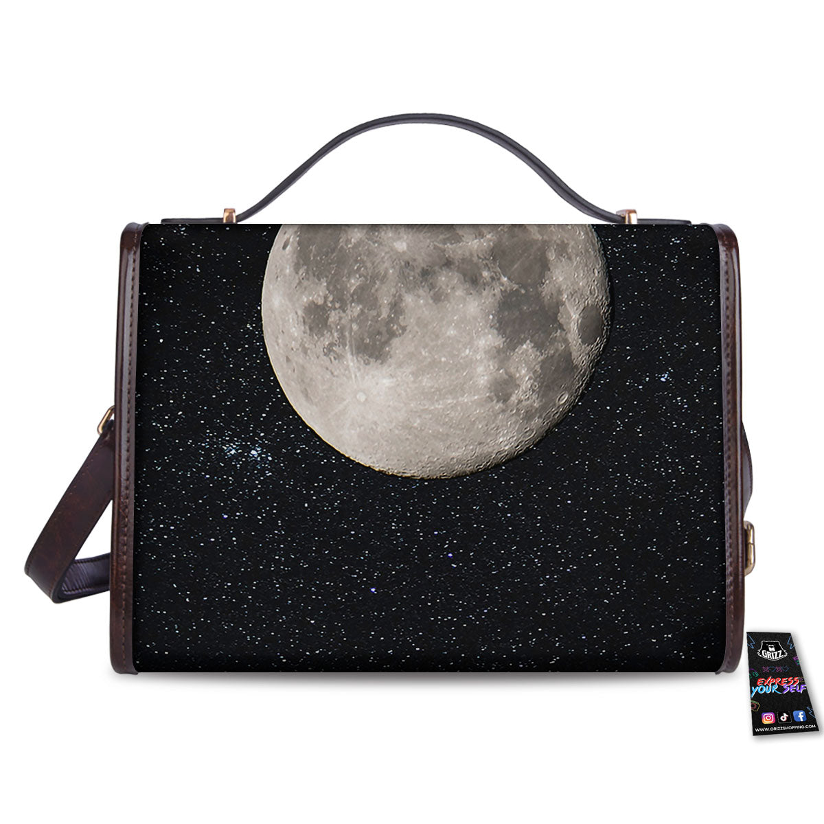 Sky Night Full Moon Print Women's Satchel Bag - Image 2