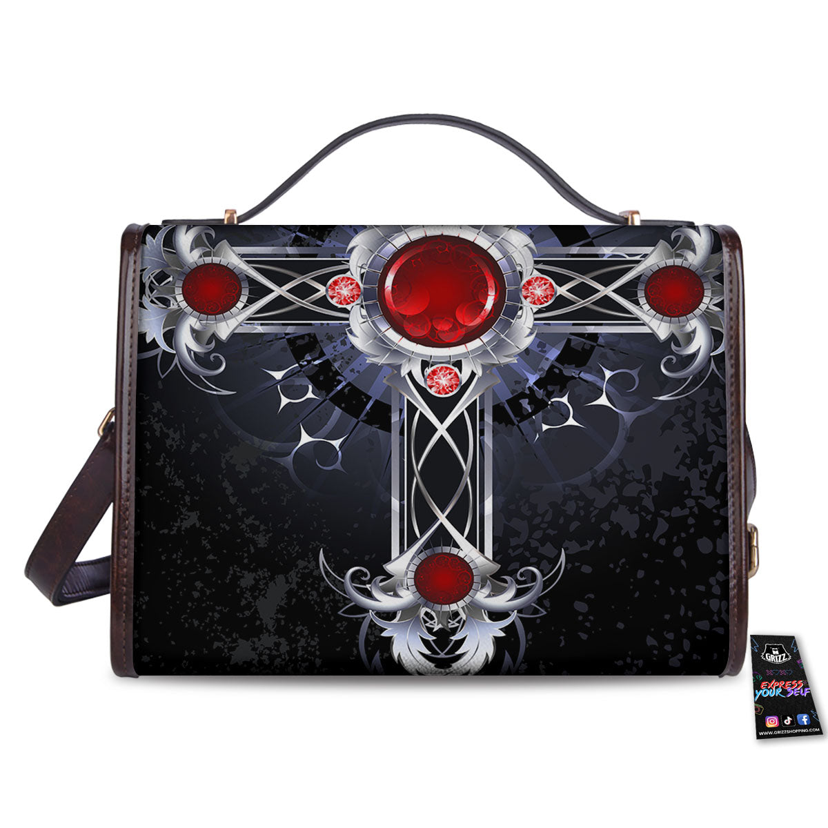 Silver Cross Ornamental Print Women's Satchel Bag - Image 2