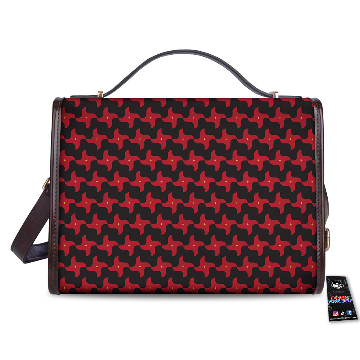 Shuriken Ninja Print Pattern Women's Satchel Bag - Image 2