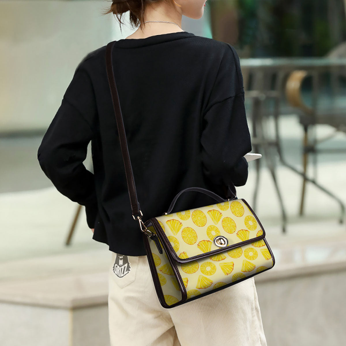 Slices Pineapple Print Pattern Women's Satchel Bag - Image 3