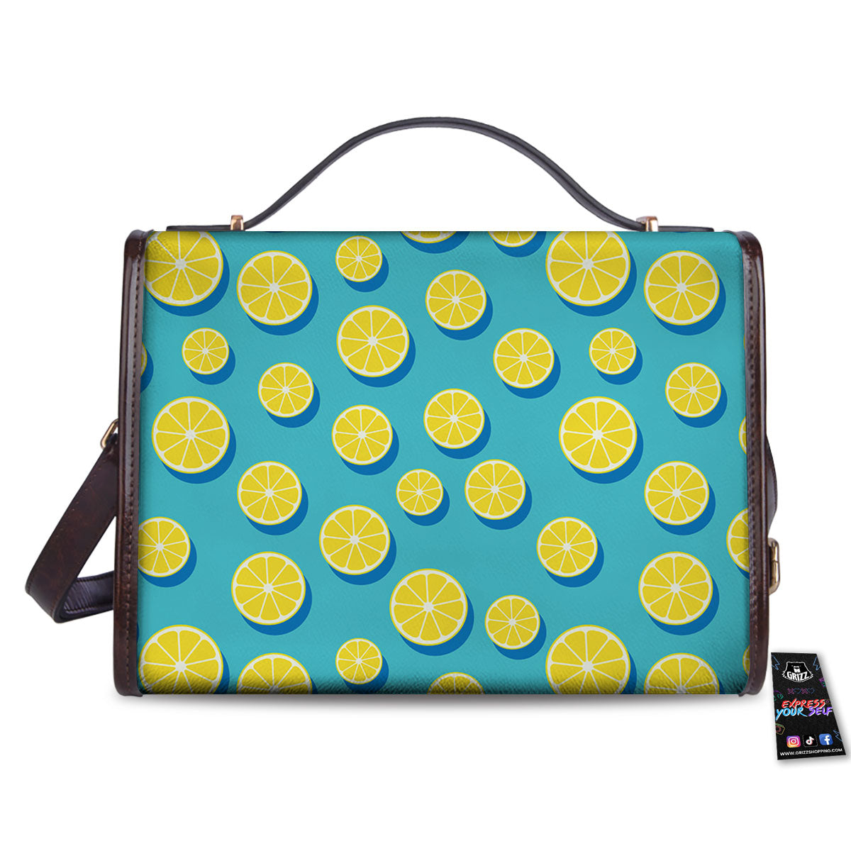 Slices Lemon Print Pattern Women's Satchel Bag - Image 2