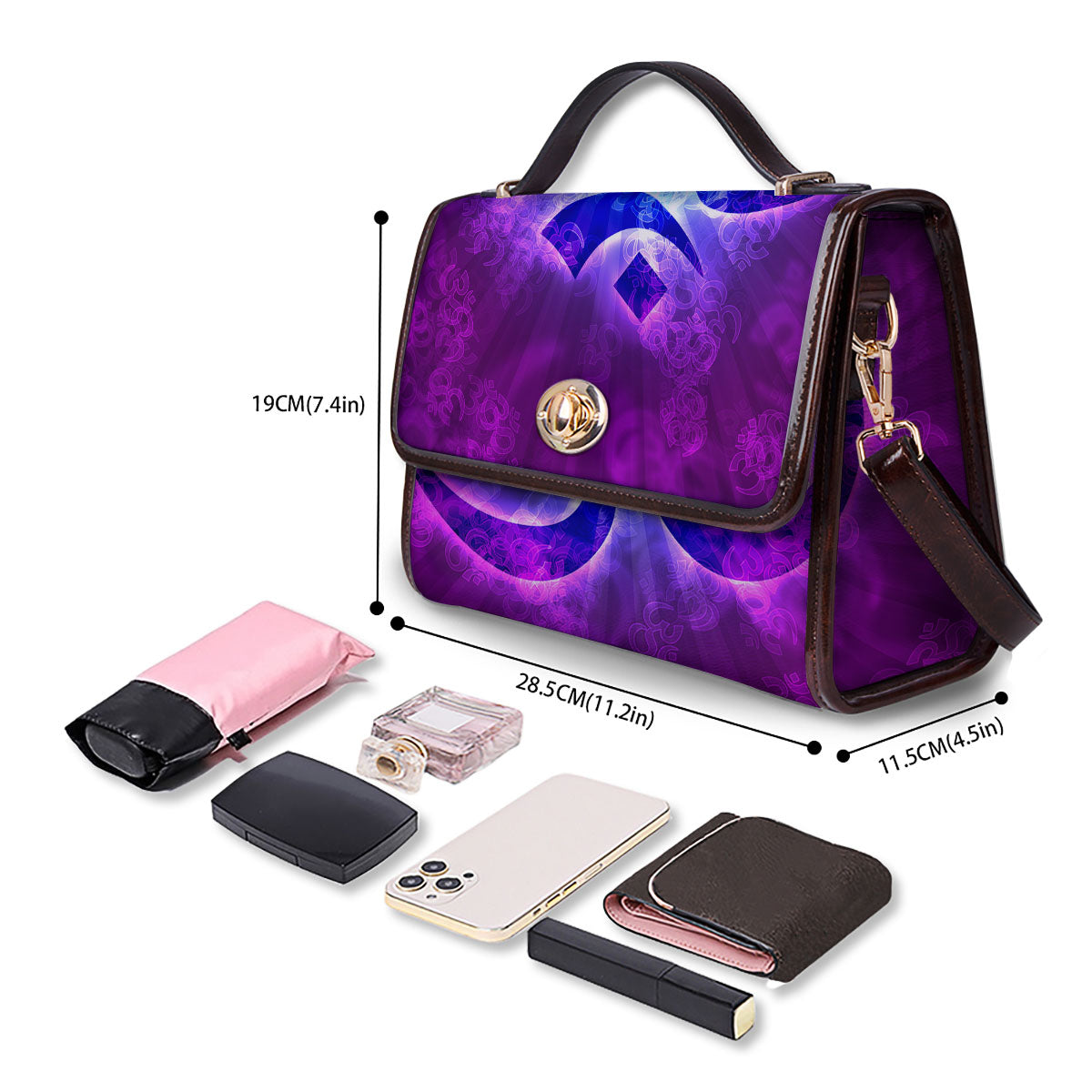 Sign Om Indian Print Women's Satchel Bag - Image 4