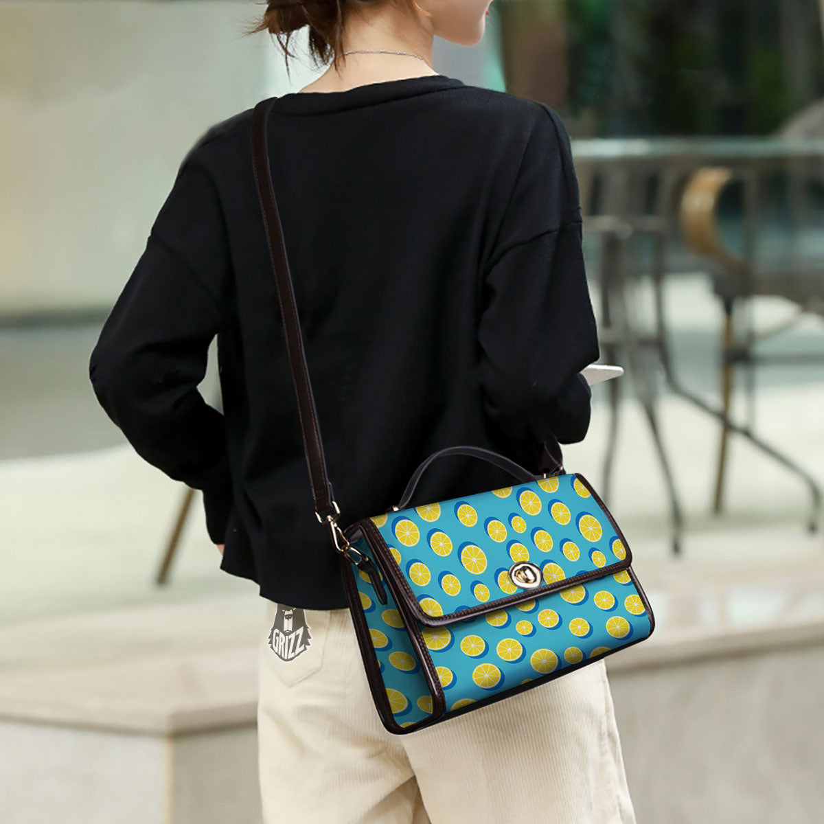 Slices Lemon Print Pattern Women's Satchel Bag - Image 3