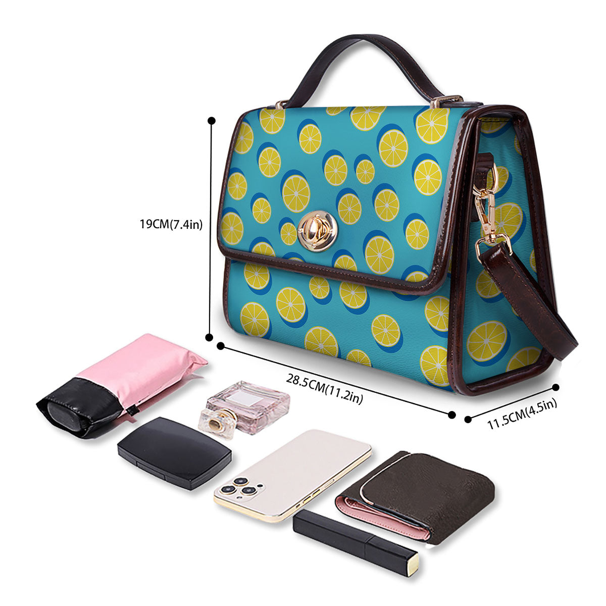 Slices Lemon Print Pattern Women's Satchel Bag - Image 4