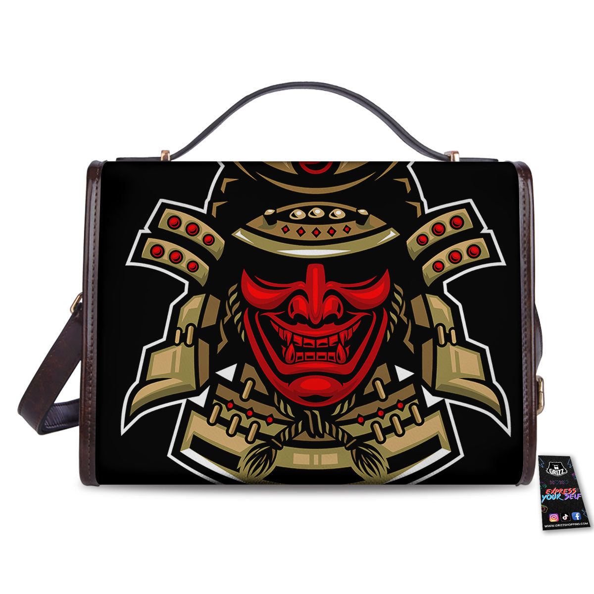 Mask Japanese Samurai Print Women's Satchel Bag - Image 2