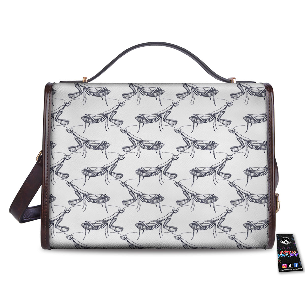 Mantis Hand Drawn Print Pattern Women's Satchel Bag - Image 2