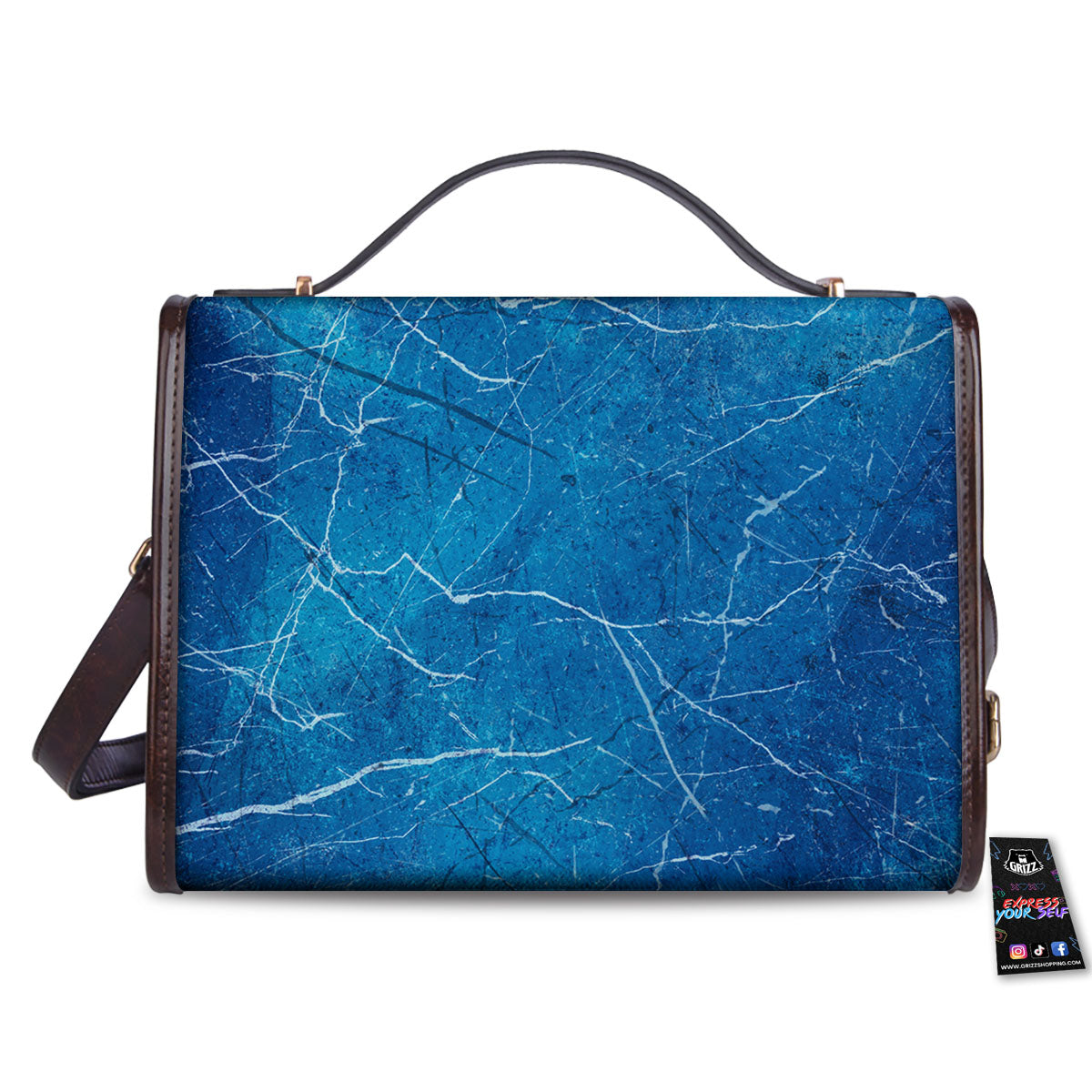 Marble Ice Blue Print Women's Satchel Bag - Image 2