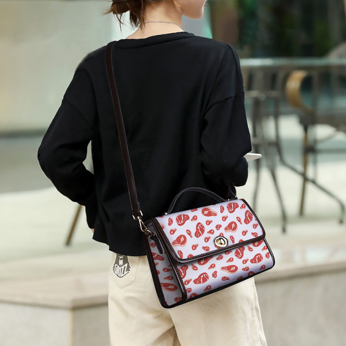 Meat Print Pattern Women's Satchel Bag - Image 3