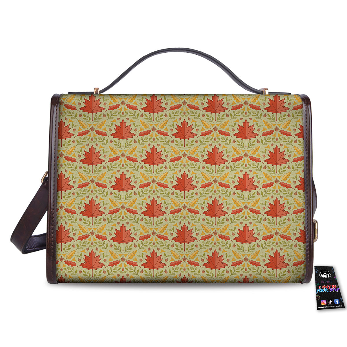 Maple Leaves Print Pattern Women's Satchel Bag - Image 2