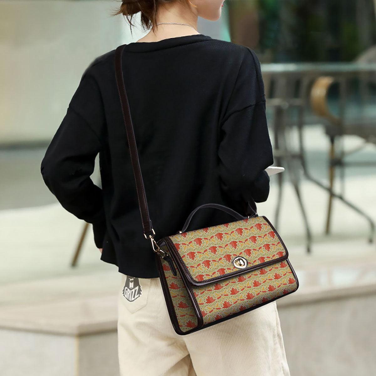 Maple Leaves Print Pattern Women's Satchel Bag - Image 3
