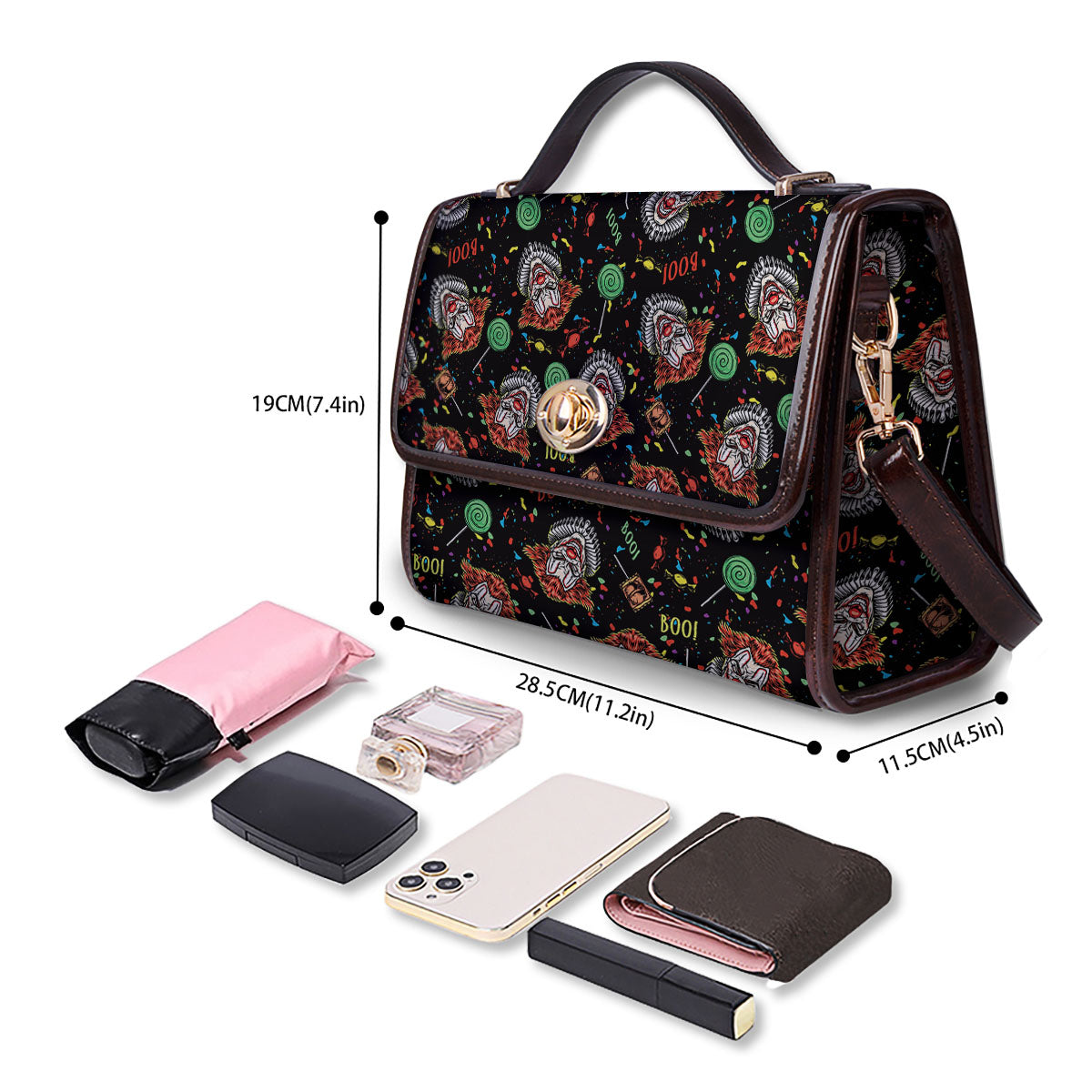 Scary Clown Halloween Print Pattern Women's Satchel Bag - Image 4