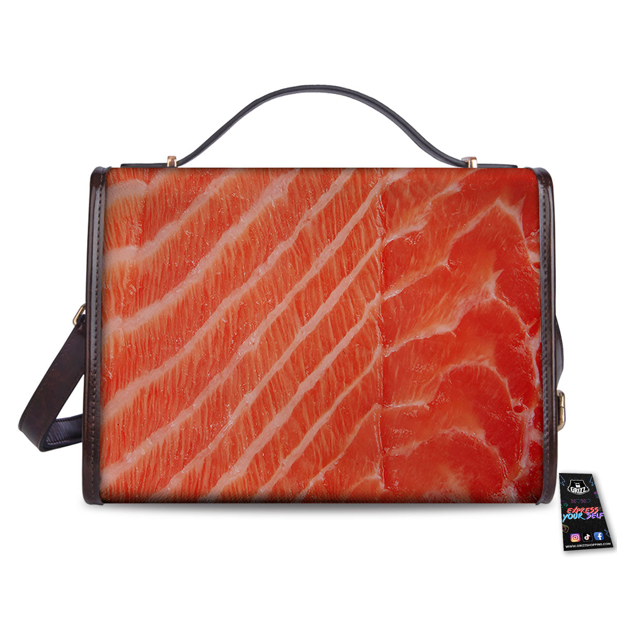 Texture Salmon Print Women's Satchel Bag - Image 2