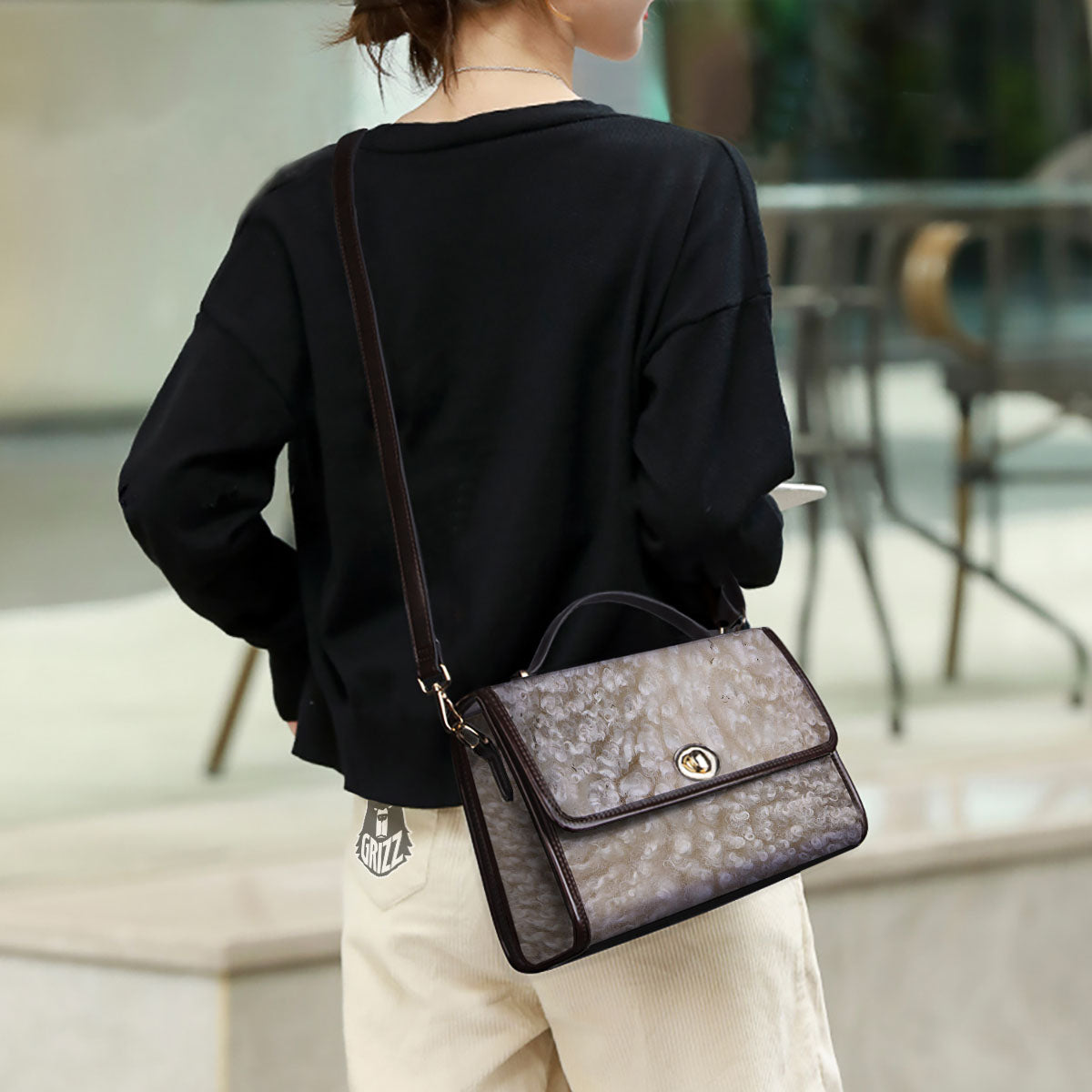 Texture Fur Sheep Print Women's Satchel Bag - Image 3
