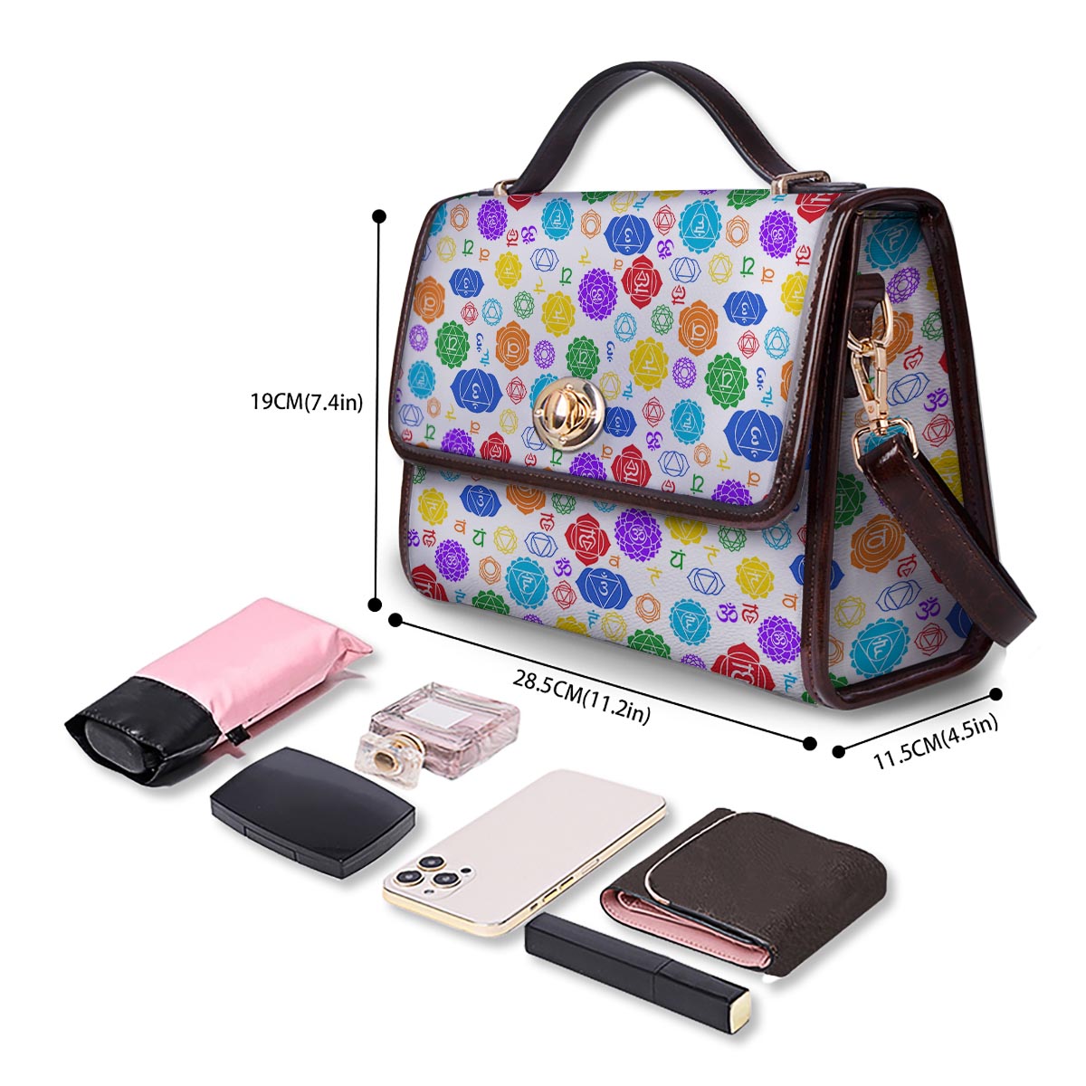 The 7 Chakras And Reiki Print Pattern Women's Satchel Bag - Image 4