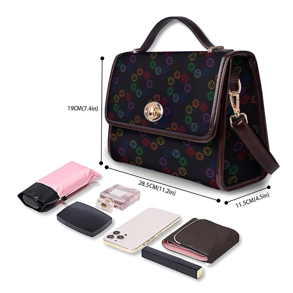 Symbols Seven Chakra Print Pattern Women's Satchel Bag - Image 4