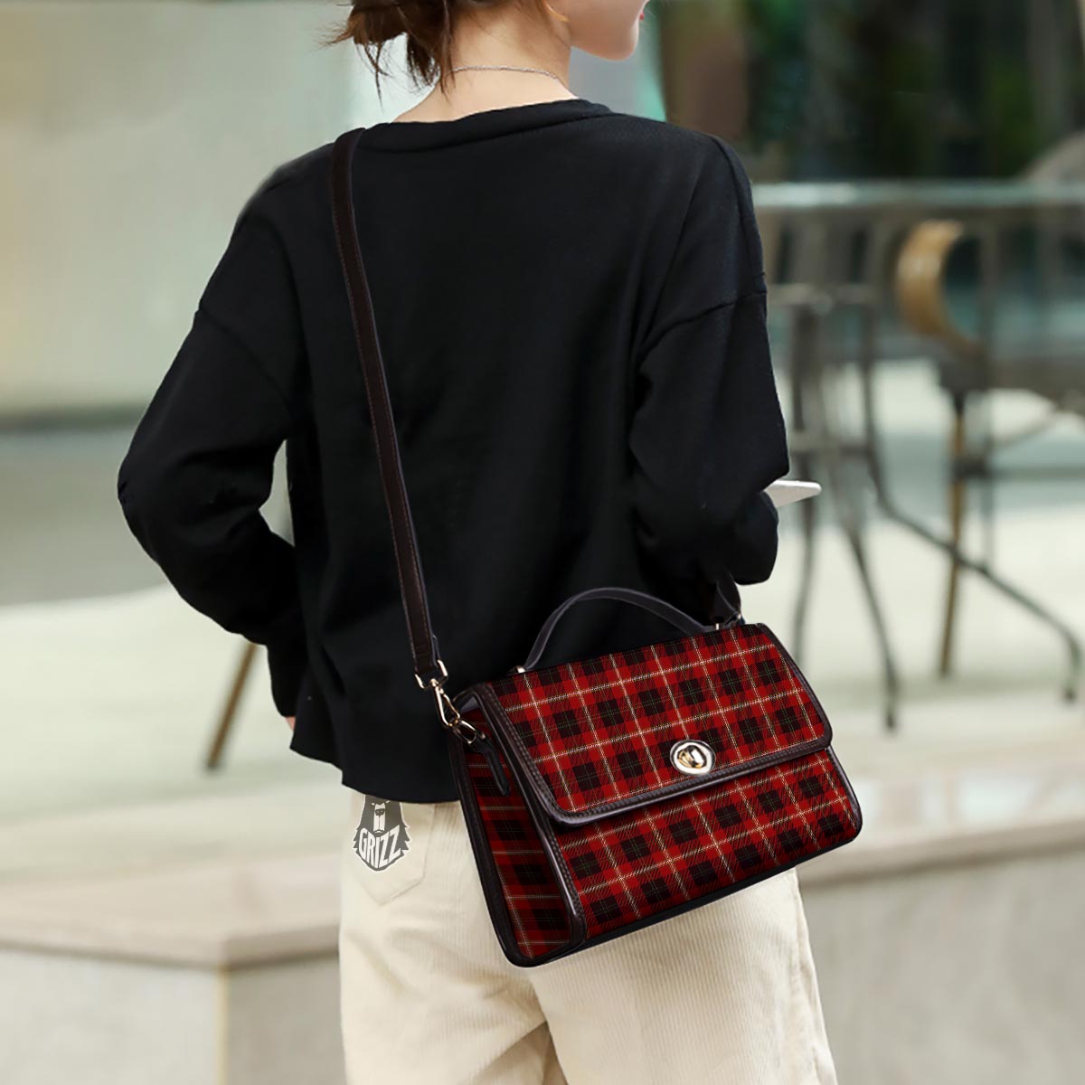 Tartan White And Red Print Pattern Women's Satchel Bag - Image 3