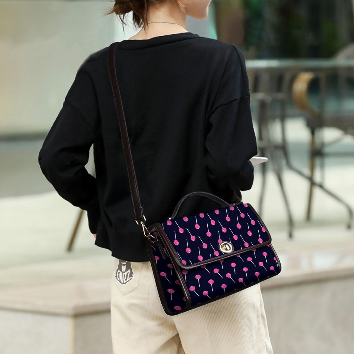 Sweet Pink Lollipop Print Pattern Women's Satchel Bag - Image 3