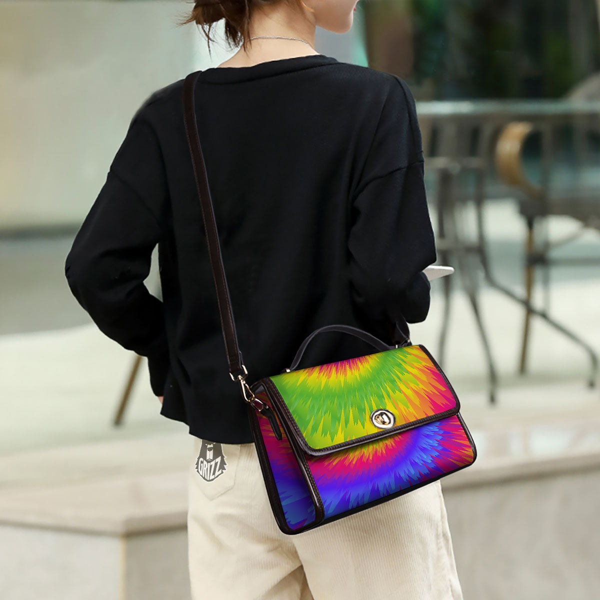 Swirl Rainbow Psychedelic Print Women's Satchel Bag - Image 3