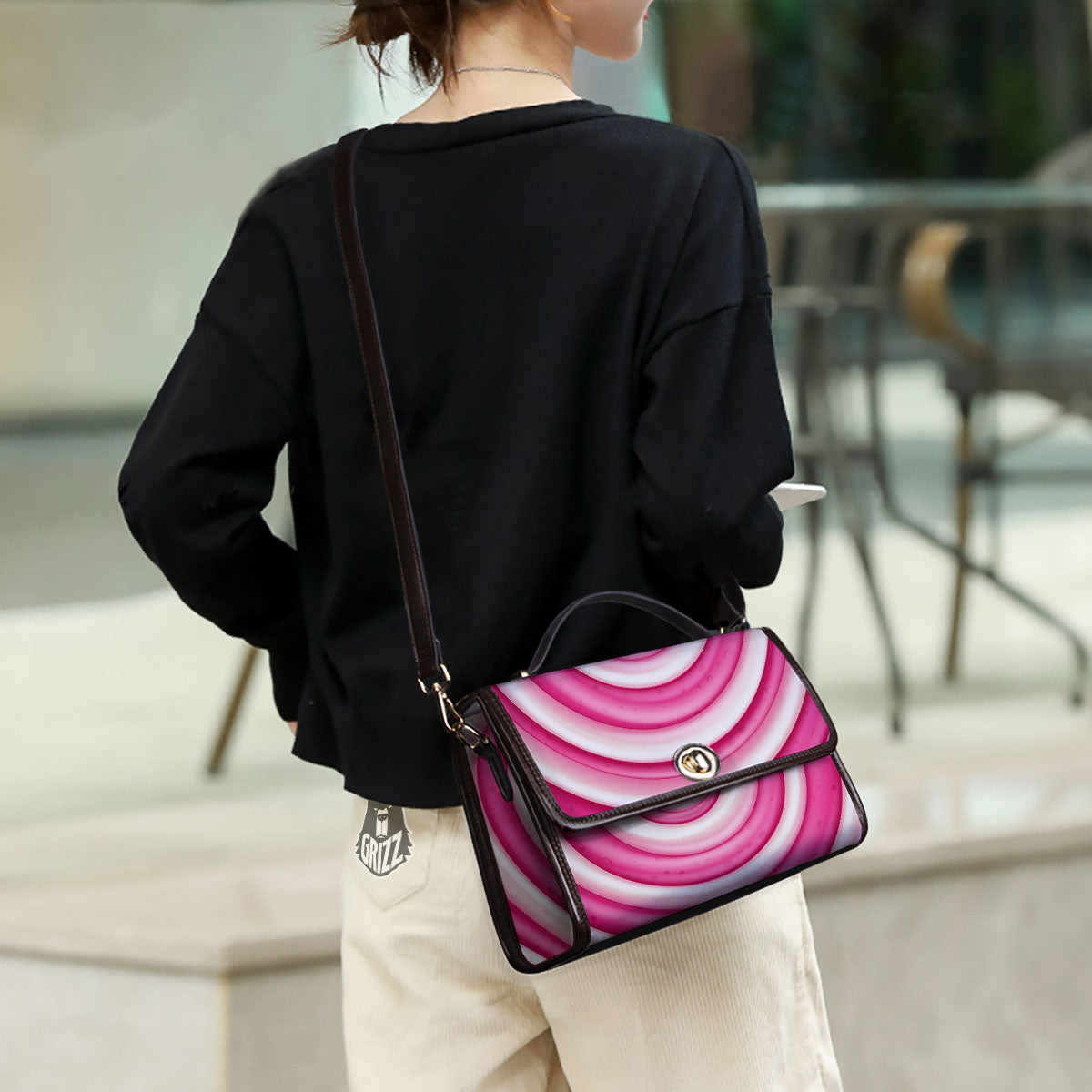 Swirl Pink Lollipop Print Women's Satchel Bag - Image 3