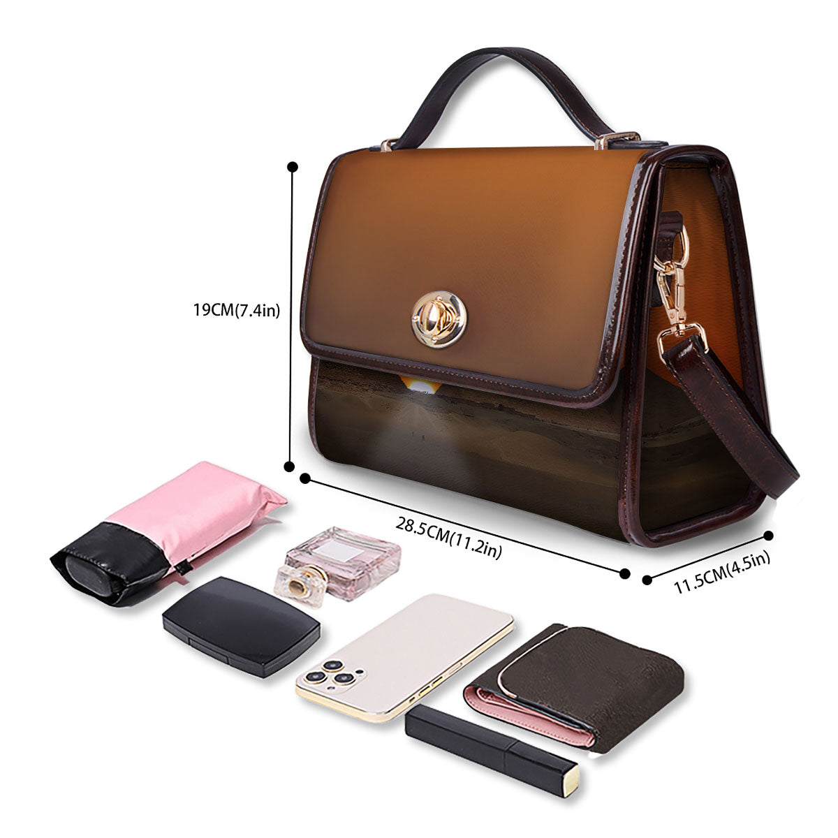 Sunset Pyramid Print Women's Satchel Bag - Image 4