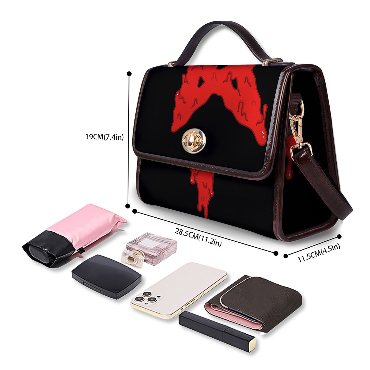 Symbol Red Pentagram Print Women's Satchel Bag - Image 4