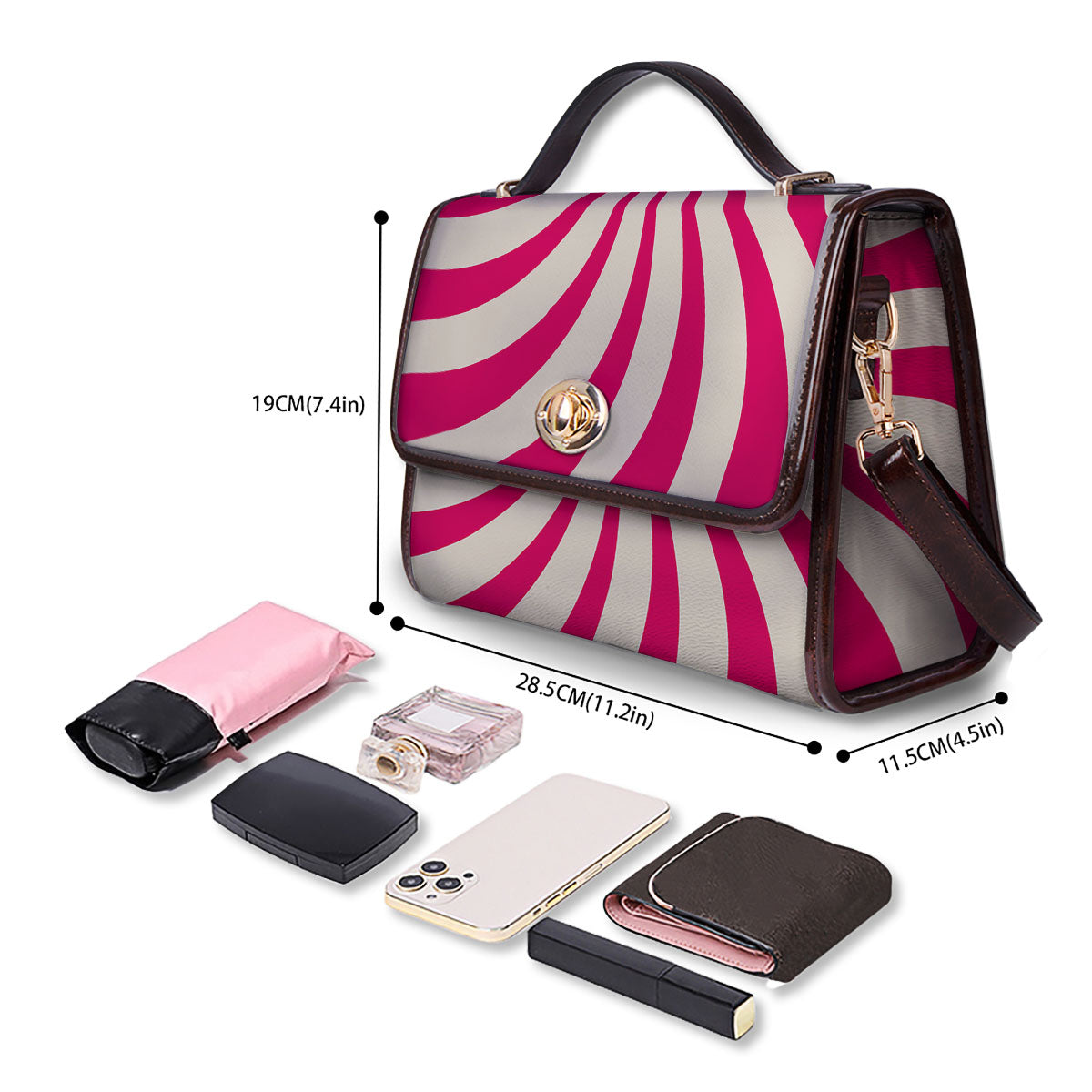 Swirl Candy Pink Print Women's Satchel Bag - Image 4