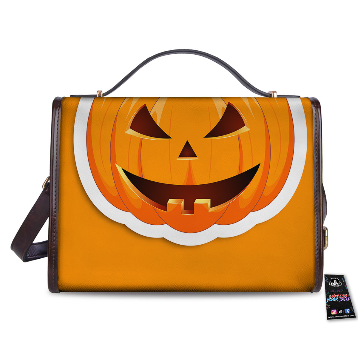 Pumpkin Print Women's Satchel Bag - Image 2