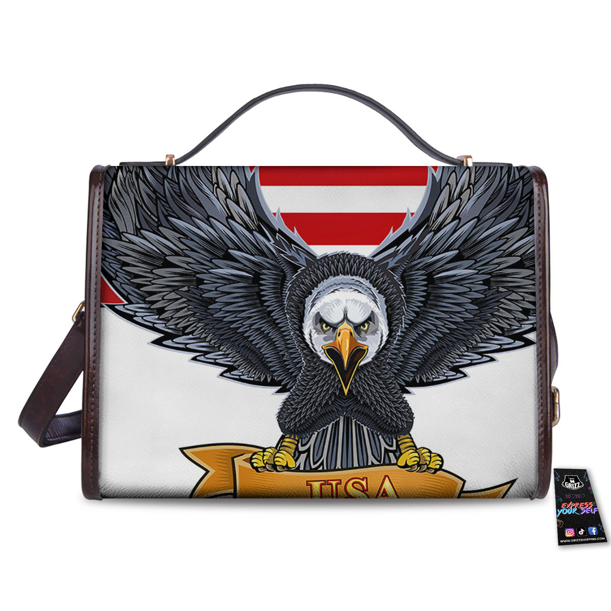 Eagle Patriotic American Print Women's Satchel Bag - Image 2