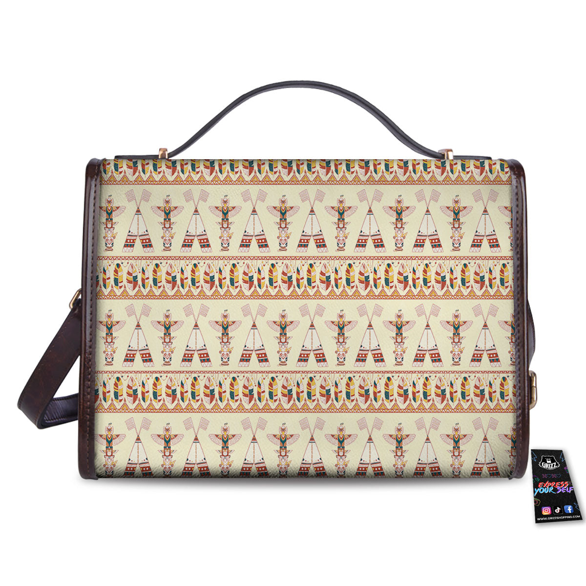 Eagle Totem Native American Print Women's Satchel Bag - Image 2