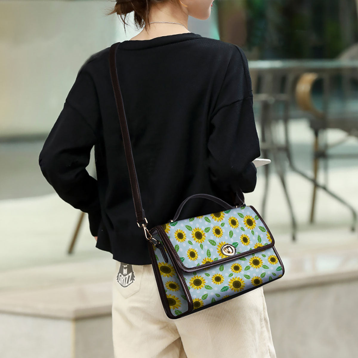 Sunflower Polka Dot Print Pattern Women's Satchel Bag - Image 3