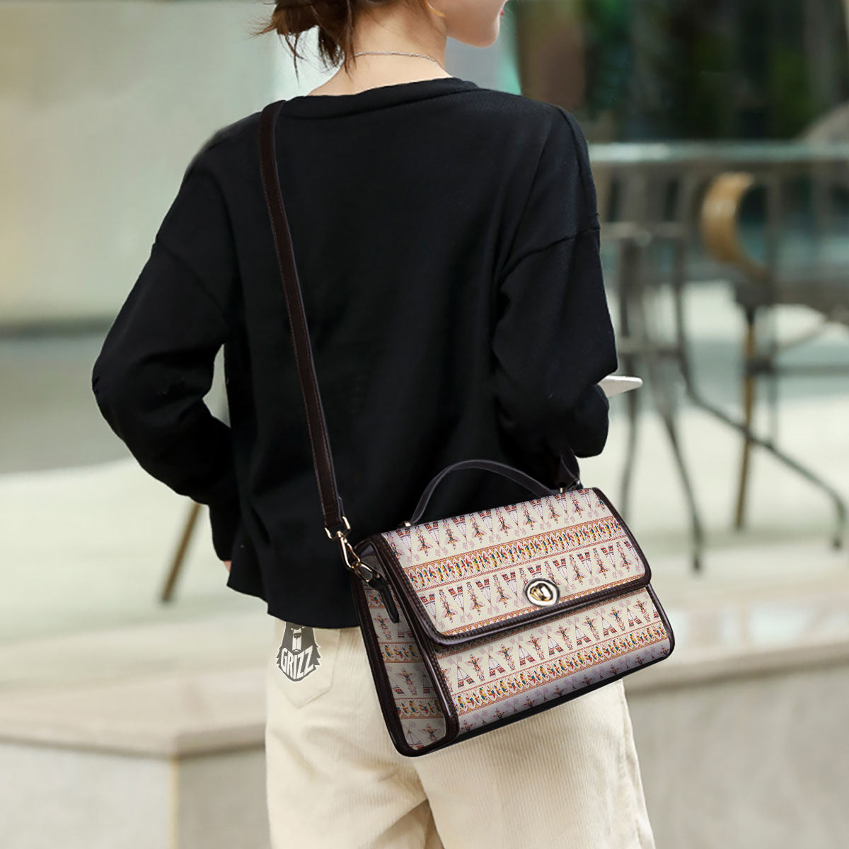 Eagle Totem Native American Print Women's Satchel Bag - Image 3