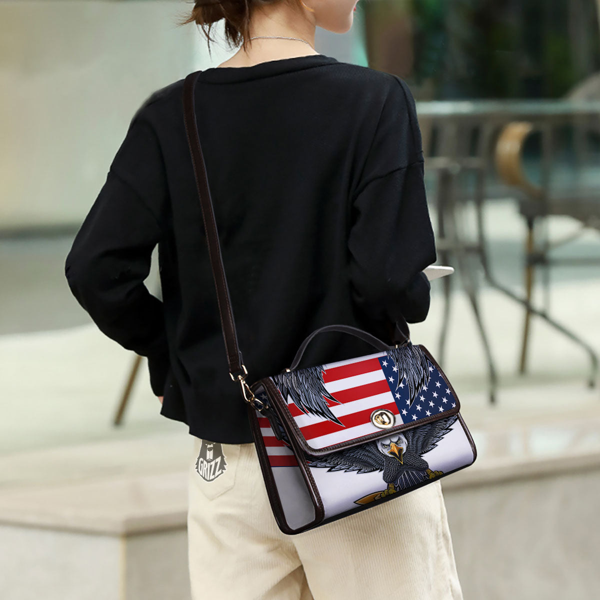 Eagle Patriotic American Print Women's Satchel Bag - Image 3