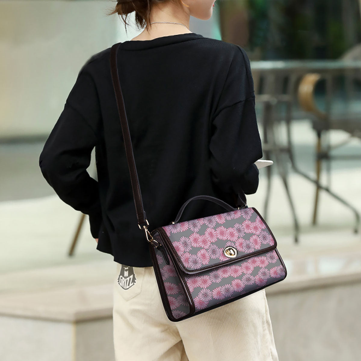 Sunflower Pink Print Pattern Women's Satchel Bag - Image 3