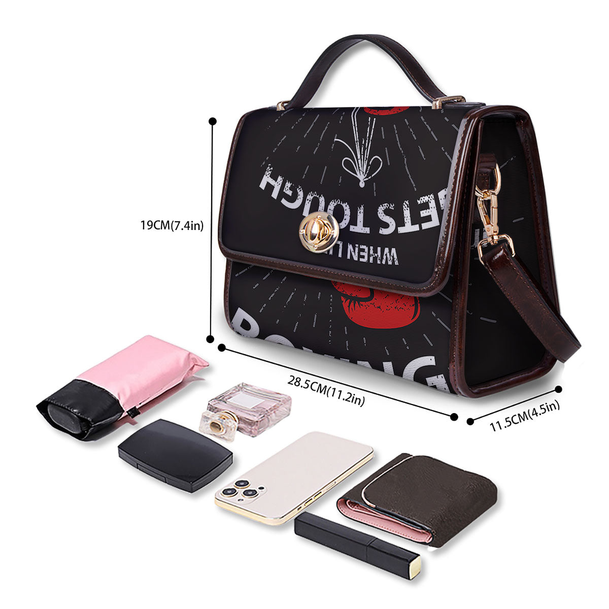 Put On Your Boxing Gloves Print Women's Satchel Bag - Image 4