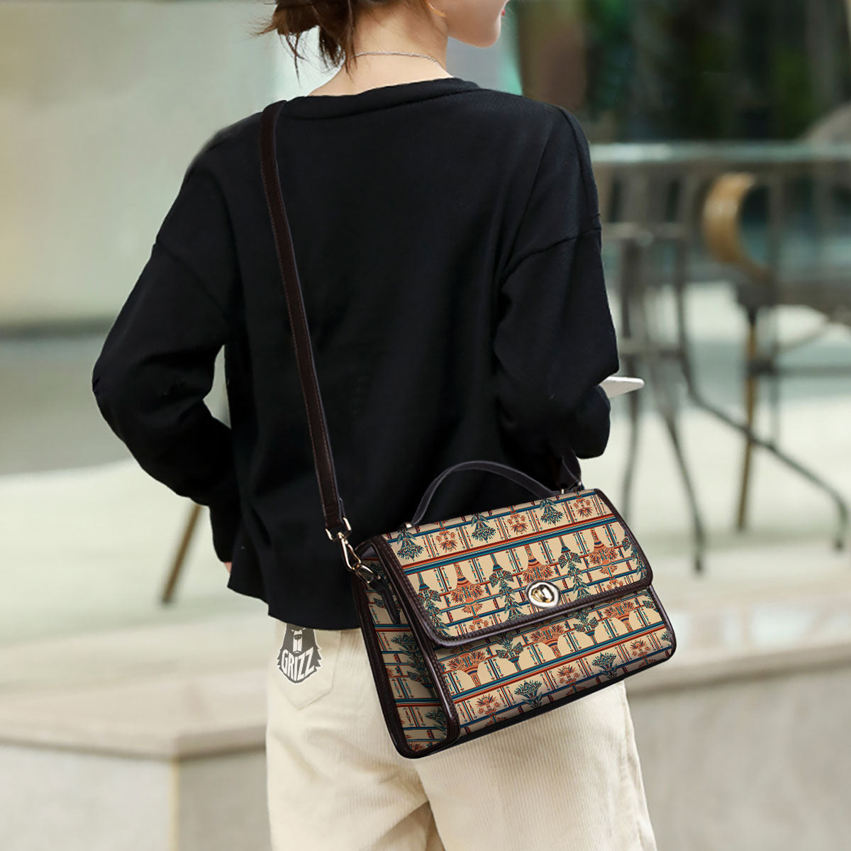 Egyptian Ornament Print Pattern Women's Satchel Bag - Image 3