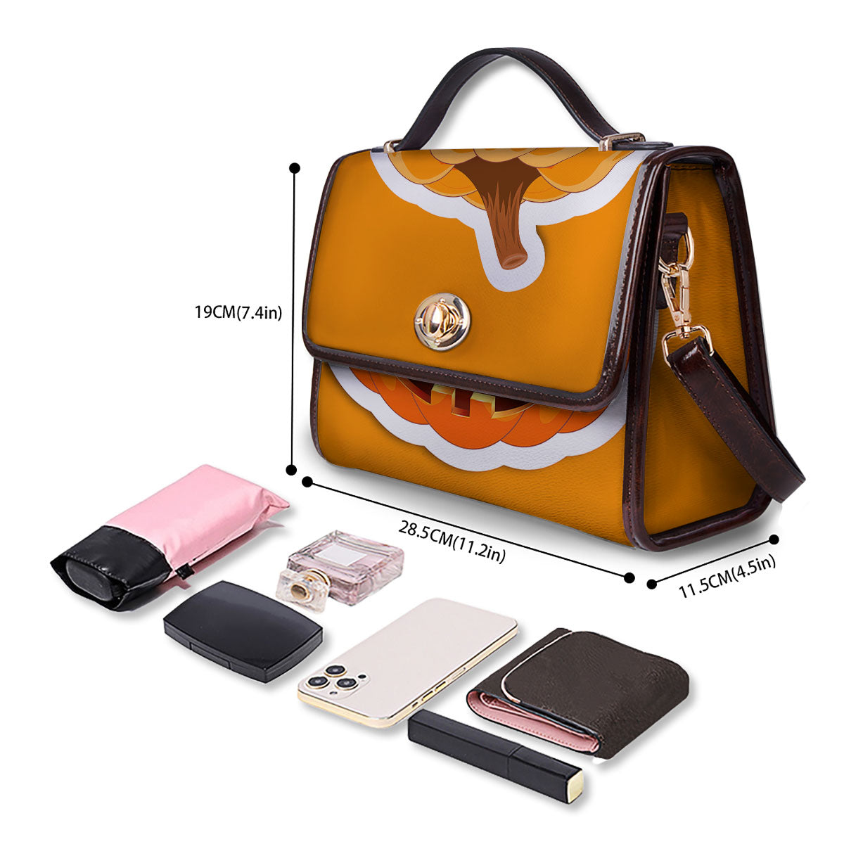 Pumpkin Print Women's Satchel Bag - Image 4