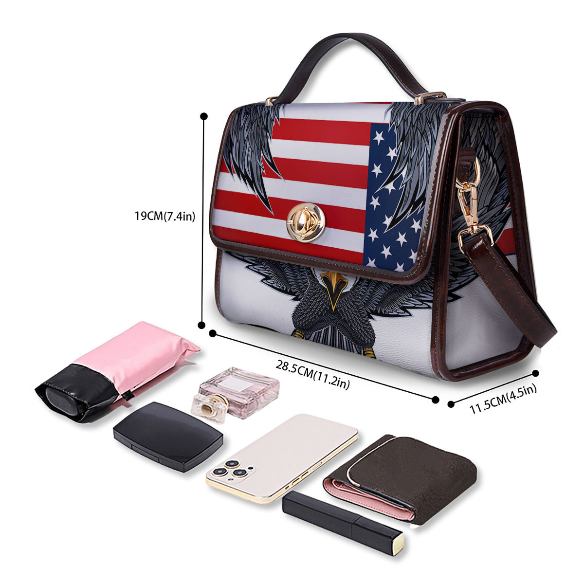 Eagle Patriotic American Print Women's Satchel Bag - Image 4