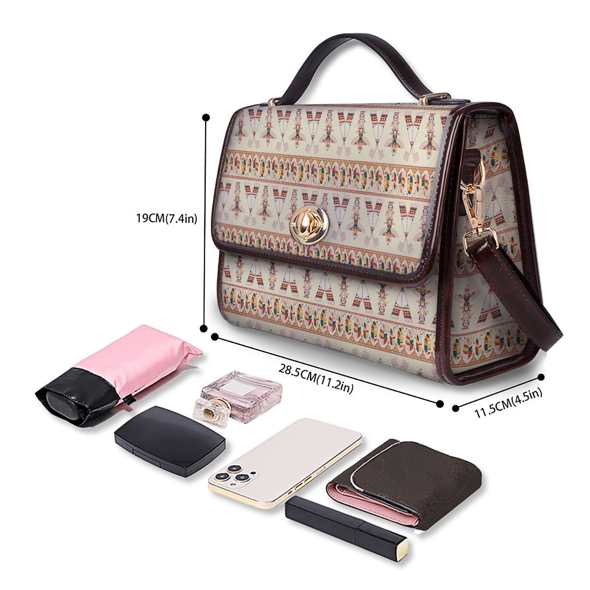 Eagle Totem Native American Print Women's Satchel Bag - Image 4