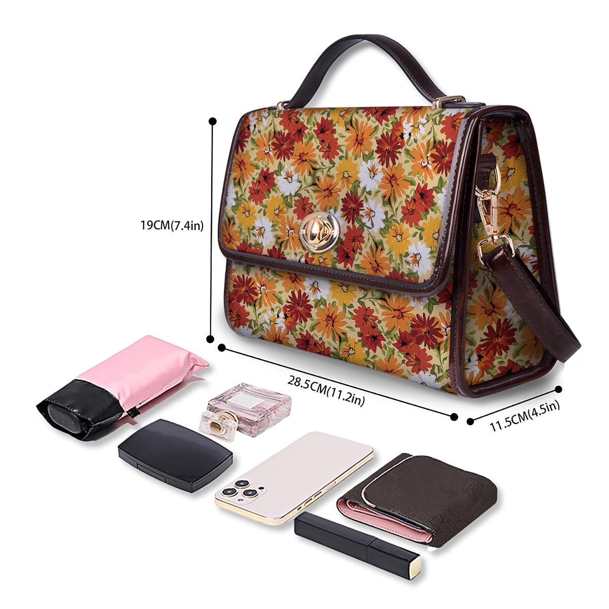 Sunflower Red Print Pattern Women's Satchel Bag - Image 4