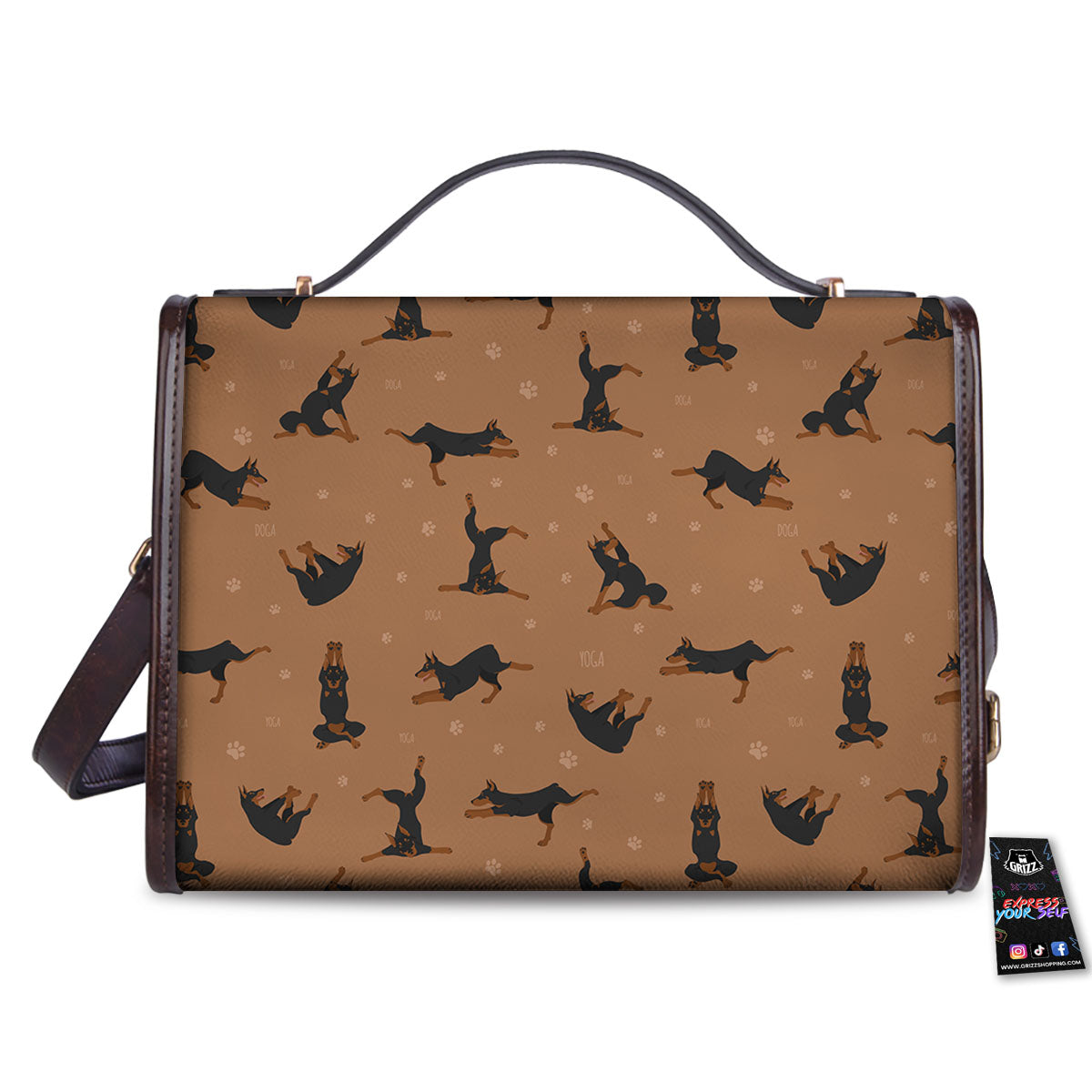 Dobermann Print Pattern Women's Satchel Bag - Image 2