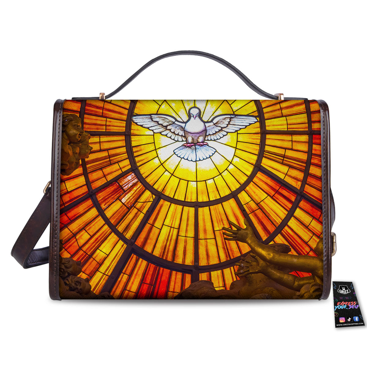 Dove Stained Holy Spirit Glass Print Women's Satchel Bag - Image 2
