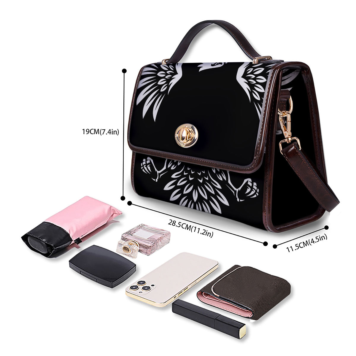 Eagle Monochrome Print Women's Satchel Bag - Image 4