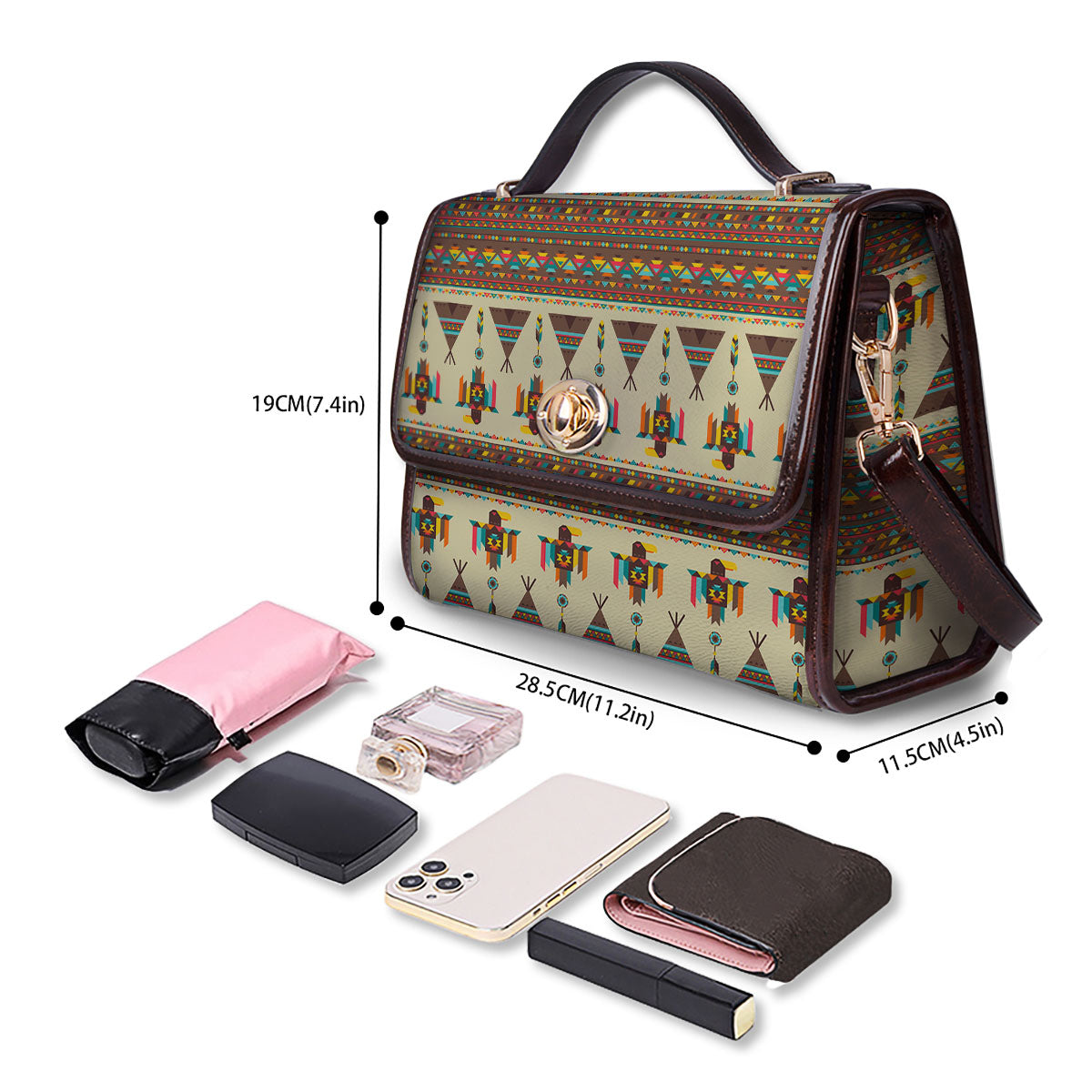 Eagle Native American Print Pattern Women's Satchel Bag - Image 4