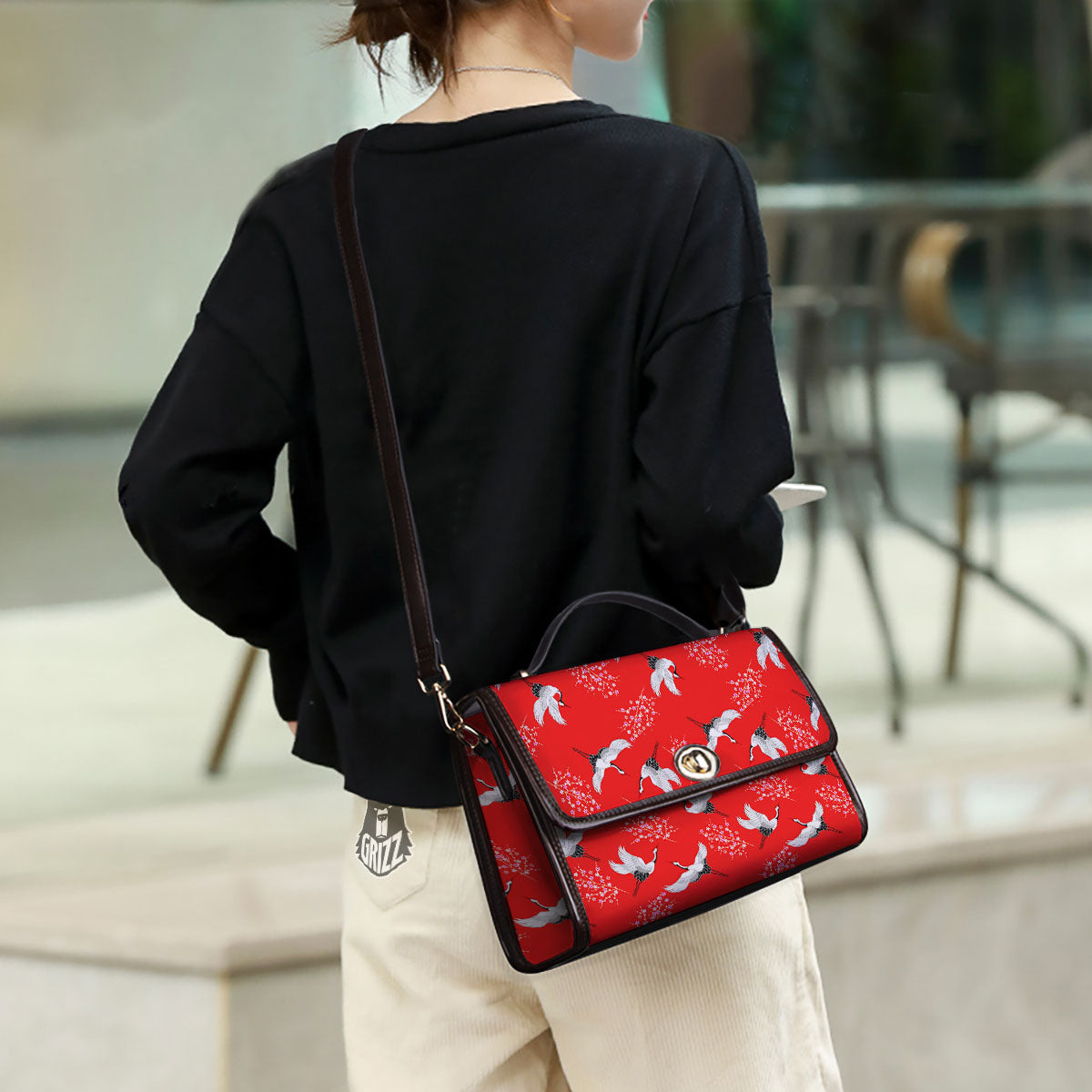 Crane Bird Japanese Print Pattern Women's Satchel Bag - Image 3