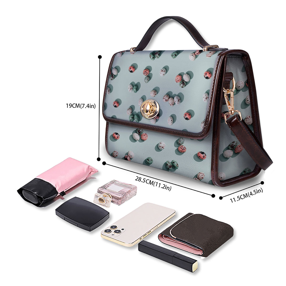 Colorful Pile Of Easter Eggs Print Pattern Women's Satchel Bag - Image 4