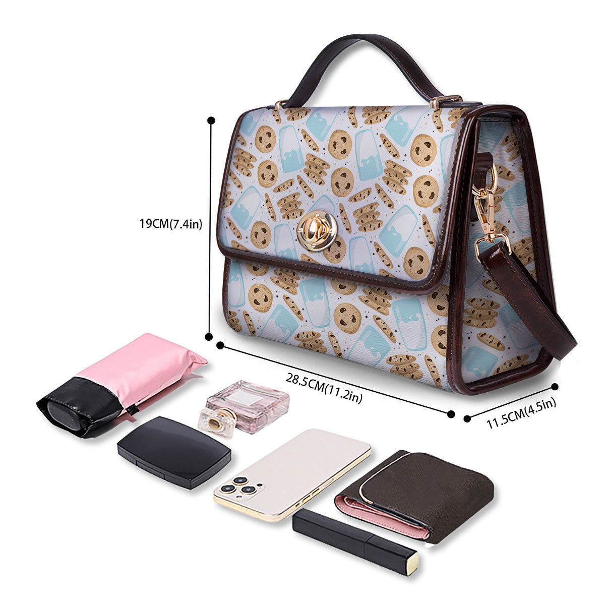 Cookies And Milk Print Pattern Women's Satchel Bag - Image 4