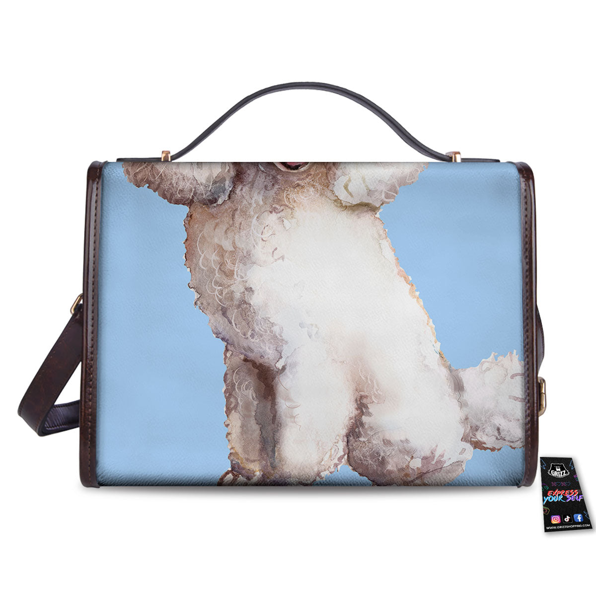 Portrait Poodle Print Women's Satchel Bag - Image 2