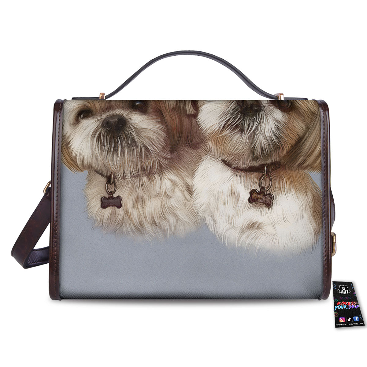 Portrait Shih Tzu Print Women's Satchel Bag - Image 2